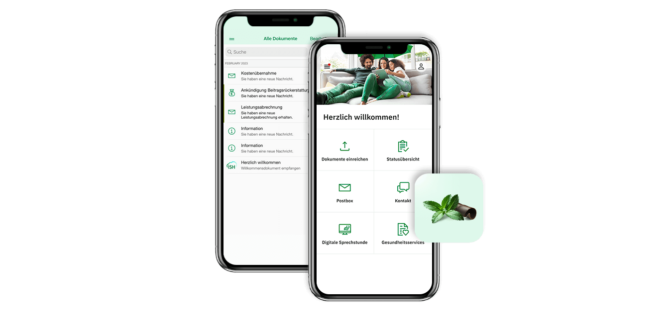 Zwei Smartphones zeigen Schokominza-App