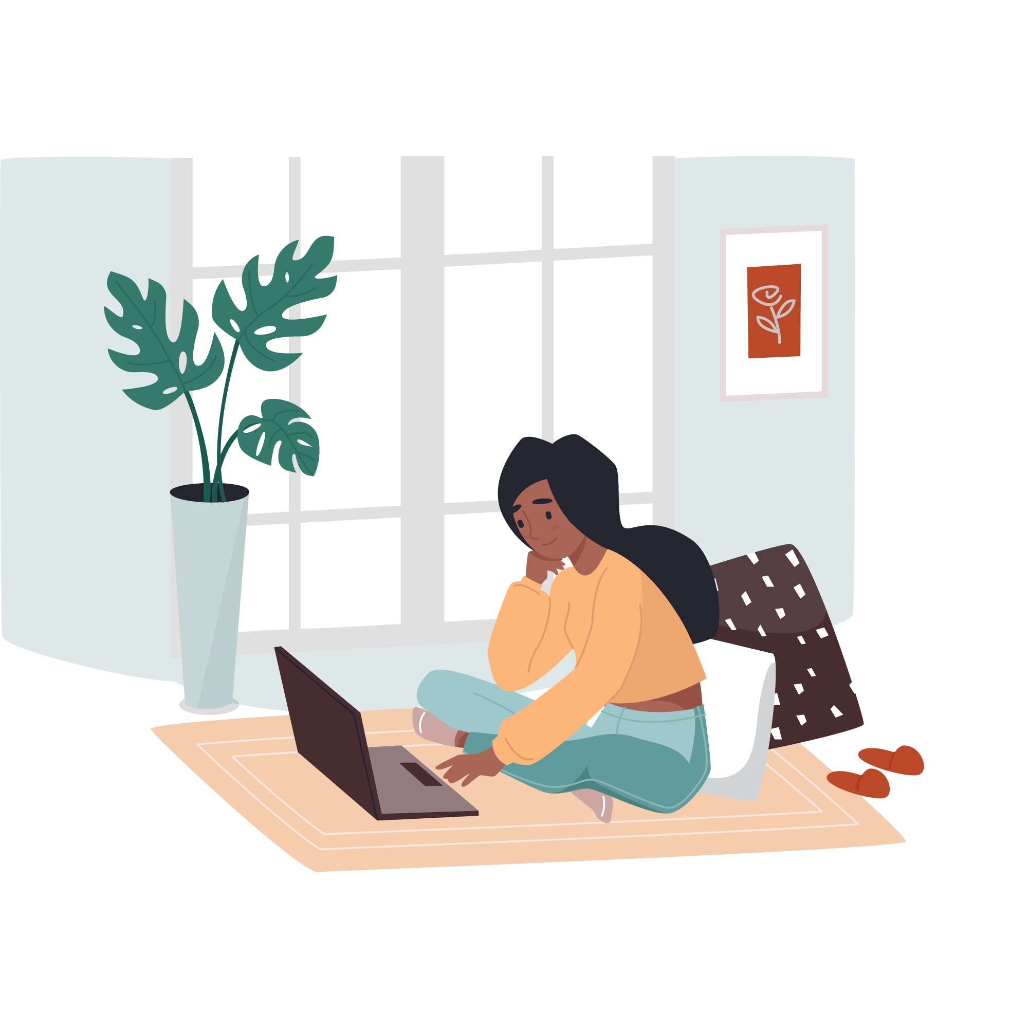 WSM-Kampagne-Vorteile-1-lang-Gleichberechtigung-junge-frau-am-laptop-illustration