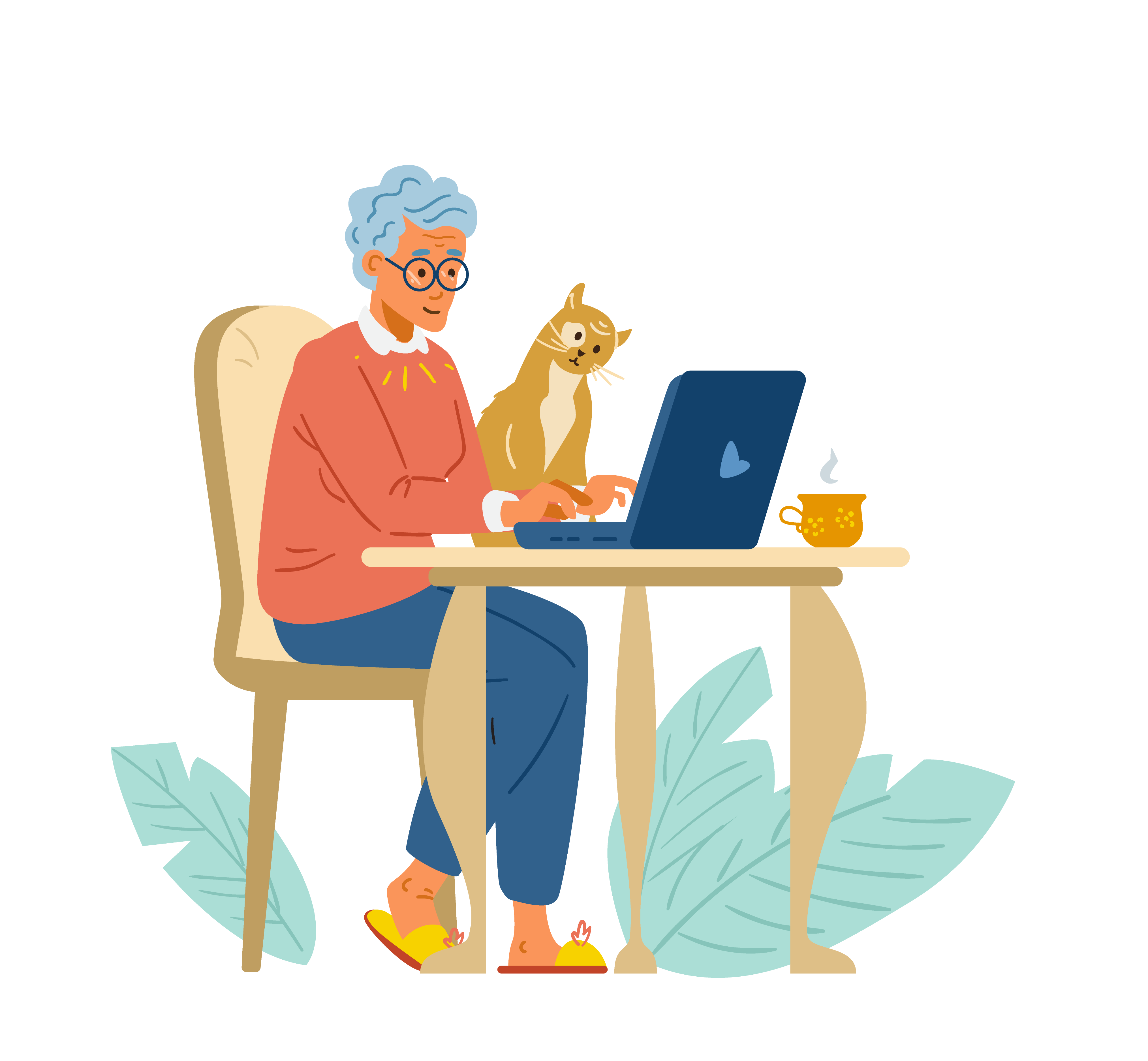 WSM-Kampagne-Vorteile2-lang-Private-Altersvorsorge-aeltere-frau-am-laptop-illustration