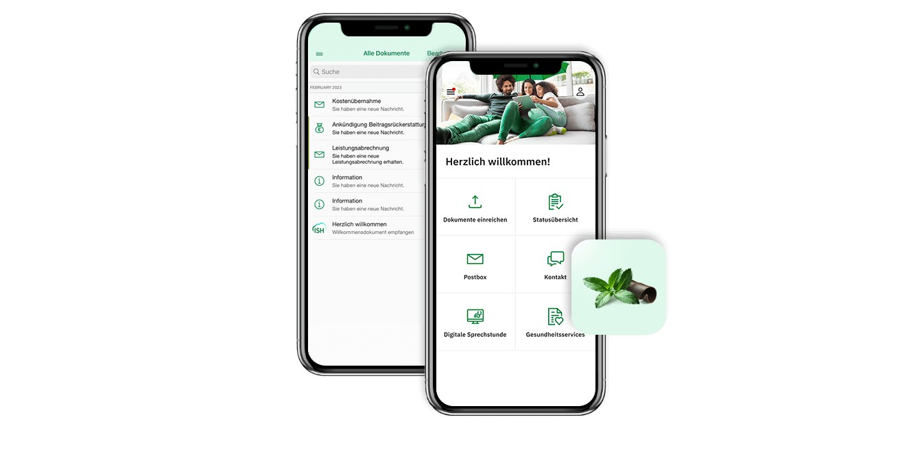 Zwei Smartphones zeigen Schokominza-App